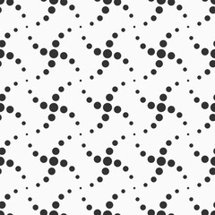 Seamless vector pattern with interesting structure of circles, dots. Stylish texture. Curvature effect. Vector black and white background.