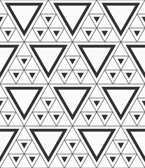 Vector seamless triangles pattern. Geometric pattern. Mosaics motif. Triangular grid. Triangles seamless pattern. Abstract seamless black and white vector background.