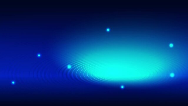 Abstract creative motion halo light and particle light on glowing blue background. Video animation Ultra HD 4k footage.