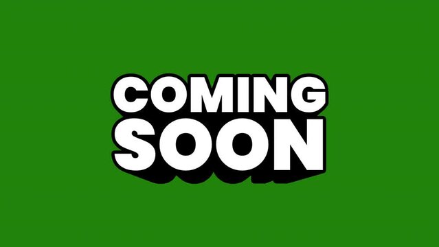 coming soon 3D Shiny Text on green background animation.