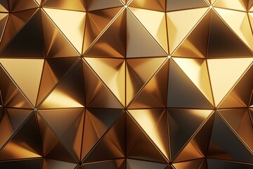 Golden geometric backdrop, 3D rendered illustration. Generative AI