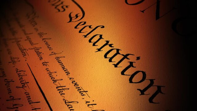 Dramatic USA Declaration Page - Closeup Pan - I - Realistic 3D animation with burning flame reflection effect