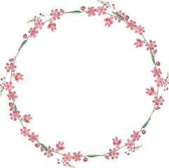 pink cherry frame round shape 