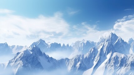 Alps texture, landscape with snowy mountains . Banner art style, with copy text space. Generative AI