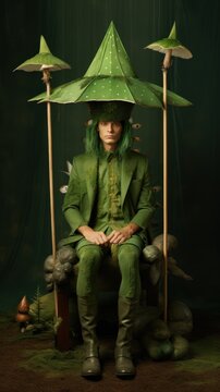 st patricks day, green fairy tale character in a hat