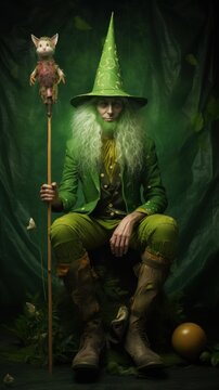 st patricks day, green fairy tale character in a hat