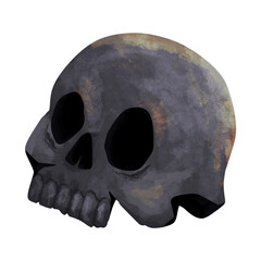 Black skull, draw, Halloween 