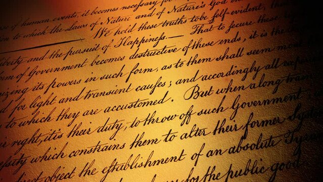 Dramatic USA Declaration Page - Closeup Pan - VI - Realistic 3D animation with burning flame reflection effect