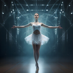 Illustration of a girl dancing ballet - obrazy, fototapety, plakaty