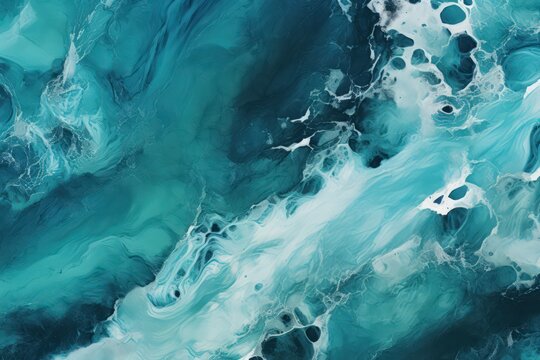 Marble texture, sea waves texture, paint strokes. Green, blue color palette. Made with Generative AI