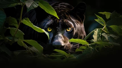 Foto op Plexiglas Mysterious black jaguar in the jungle © Lubos Chlubny