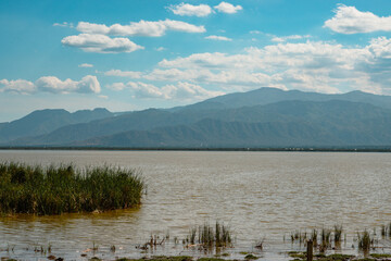 Scenic view of Lake Jipe at Tsavo West National Park, Kenya