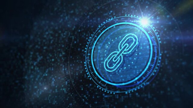 Chain Link icon on abstract blue background. Hyperlink chain symbol concept.