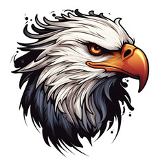 Obraz premium Bald eagle head tattoo design dark art illustration&nbsp;isolated on white background