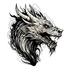 Basilisk head tattoo design dark art illustration&nbsp;isolated on white background