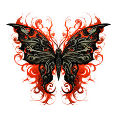 butterfly tattoo design dark art illustration isolated on white background
