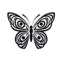 Butterfly tribal tattoo design dark art illustration isolated on white background