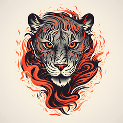 Cheetah tattoo design dark art illustration&nbsp;isolated on white background