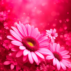 Gerbera flowers. Background for greeting. Gerbera bouquet on a pink background. Background for greeting. Background with Gerberas