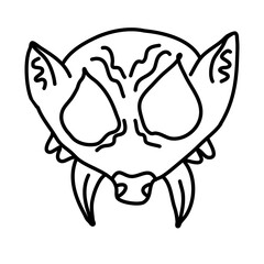 scary bat of monster characters doodle icon