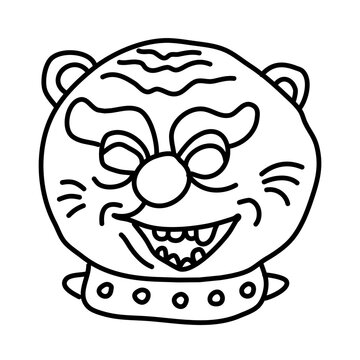 scary tiger of monster characters doodle icon