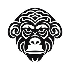 Fototapeta premium Chimpanzee tribal tattoo design dark art illustration&nbsp;isolated on white background