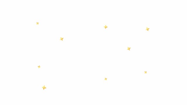 Stars blinking 2D object animation. Christmas eve twinkle lights flat cartoon 4K video, transparent alpha channel. Sparkles bursting. Rotating star shapes animated element on white background