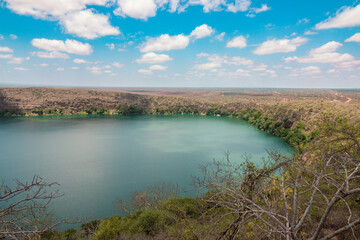 A panoramic view of Lake Chala in Kenya/ Tanzania border