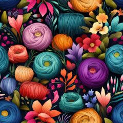 Sewing threads crafts artsy DIY creative colorful repeat pattern