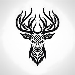 Deer head tribal tattoo design dark art illustration isolated on white background