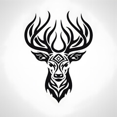 Fototapeta premium Deer head tribal tattoo design dark art illustration&nbsp;isolated on white background