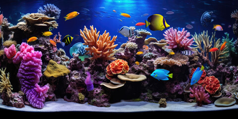 Fototapeta na wymiar Beautiful coral reef and colorful tropical fishes