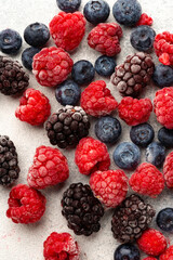 Close up of frozen mixed berries for a background