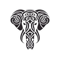 Naklejka premium Elephant tribal tattoo design dark art illustration&nbsp;isolated on white background