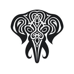 Naklejka premium Elephant tribal tattoo design dark art illustration&nbsp;isolated on white background