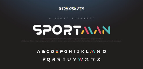 Minimal font creative modern alphabet. Typography with dot regular and number. minimalist style fonts set. vector illustration - obrazy, fototapety, plakaty