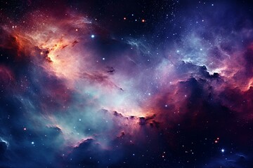 Illustration of nebula galaxy in the universe. Generative AI - obrazy, fototapety, plakaty