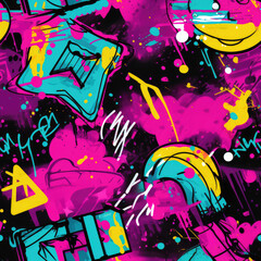 Calligraphy graffiti doodles funky grunge repeat pattern