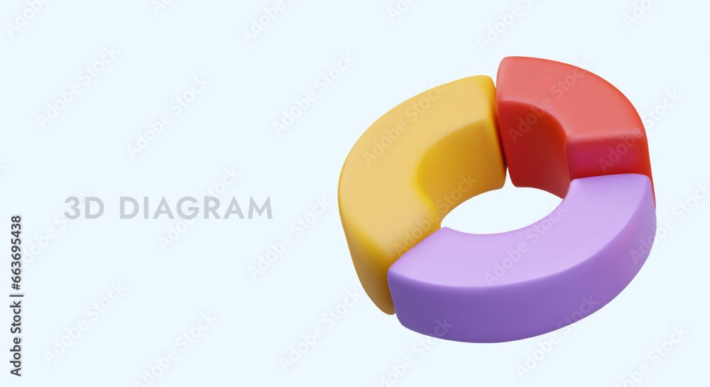 Aufkleber donut pie chart with sectors of different colors. visualization of statistical data. horizontal vect