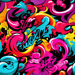 Calligraphy graffiti doodles funky grunge repeat pattern