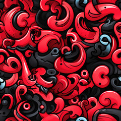 Calligraphy graffiti doodles funky grunge repeat pattern