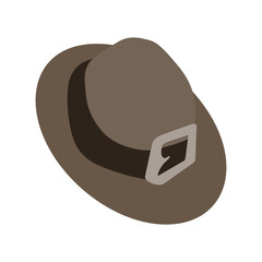 Cowboy hat icon in flat style isolated on white background. Vector illustration