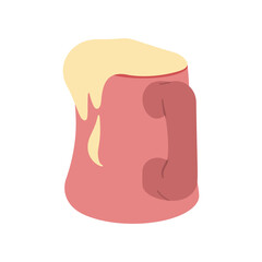 Foam drips down the side of the beer mug. Flat design. Vector illustration.