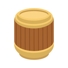 Alcohol keg, wooden barrel icon isolated on white background. Vector Illustration