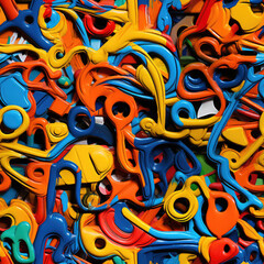 Obraz premium Calligraphy graffiti doodles funky grunge repeat pattern