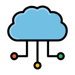 Cloud storage icon symbol vector image. Illustration of the database server hosting cloud system digital design image