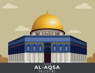 Masjid Al Aqsa in attractive gradient Look