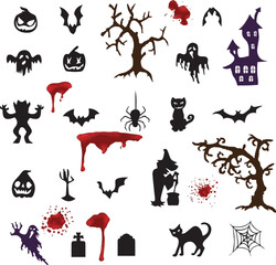 Fototapeta premium halloween vector icon set in black