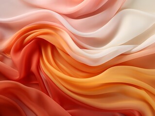 Fototapeta premium Flowing fabrics abstract orange yellow and pink swirly background generative ai