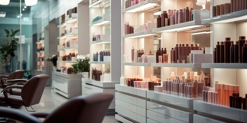 A neatly arranged cosmetics shop gives the impression of being clean and comfortable